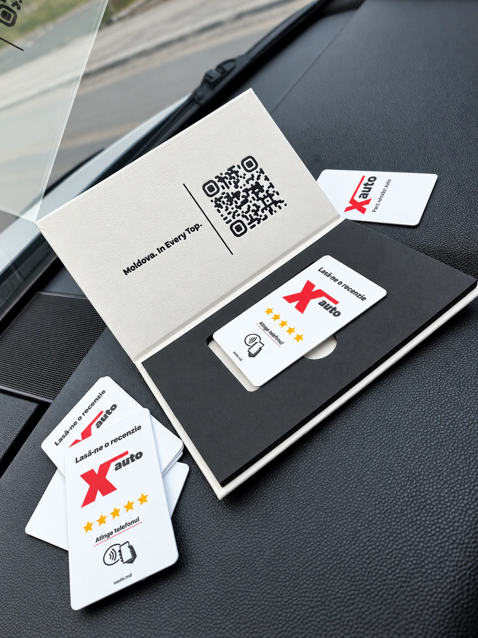 Xauto.md: Карты с NFC и QR-кодом для отзывов Google.
